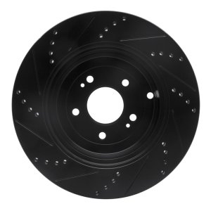 Hyundai Genesis Coupe Brake Rotor (1) - Rear Right - R1 Concepts - Drilled & Slotted - Black - `10-`16